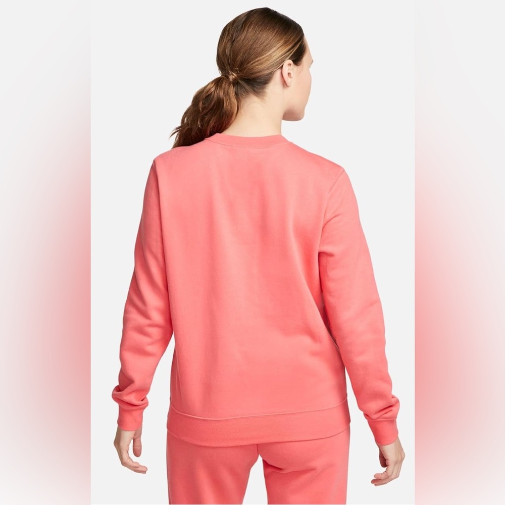 NWOT Nike Women's Nsw Club Flc Crestd Sweatshirt Coral White - Picture 4 of 13